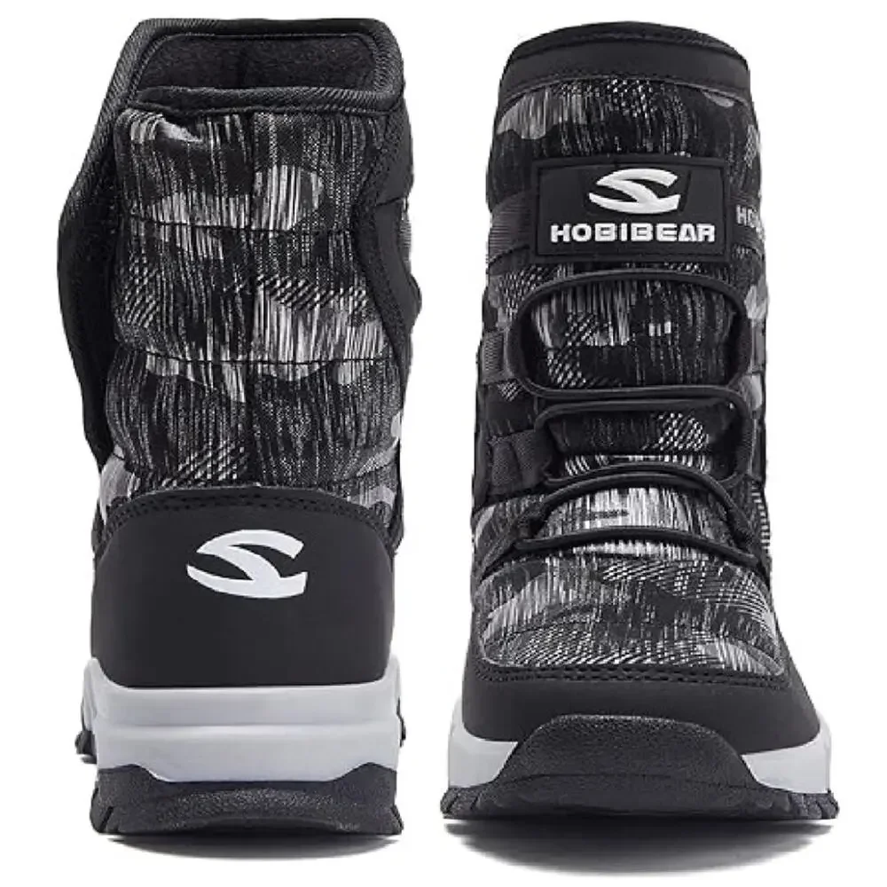 HOBIBEAR Winter Snow Boots Big Kids Sz 2 Boys Gray Fur Lined - Picture 3 of 3